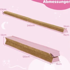 240 cm Kinder Schwebebalken mit Tragegriff & Wildlederbezug Klappbarer Balancierbalken