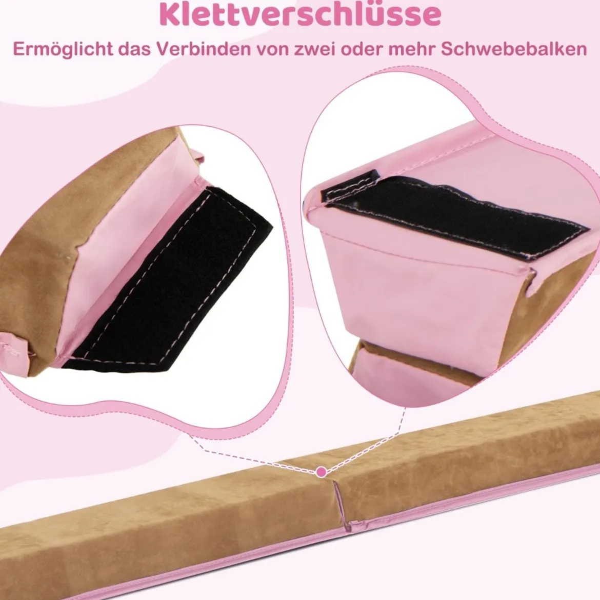 240 cm Kinder Schwebebalken mit Tragegriff & Wildlederbezug Klappbarer Balancierbalken
