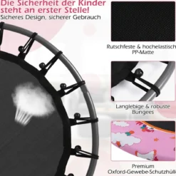Ø92 cm Kindertrampolin Mini Trampolin mit LED-Beleuchtung & abnehmbarer Griff