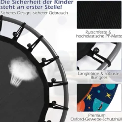 Ø92 cm Kindertrampolin Mini Trampolin mit LED-Beleuchtung & abnehmbarer Griff