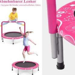 φ92 cm Kindertrampolin mit Griff Mini-Trampolin bis 150kg Belastbar Klappbares Trampolin