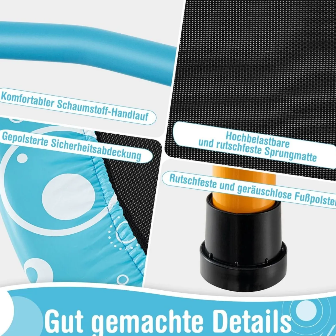 φ92 cm Kindertrampolin mit Griff Mini-Trampolin bis 150kg Belastbar Klappbares Trampolin