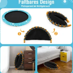 φ92 cm Kindertrampolin mit Griff Mini-Trampolin bis 150kg Belastbar Klappbares Trampolin