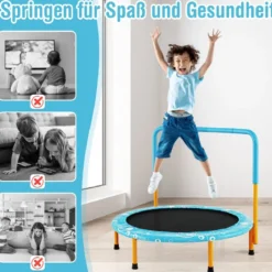 φ92 cm Kindertrampolin mit Griff Mini-Trampolin bis 150kg Belastbar Klappbares Trampolin