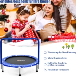 φ92 cm Kindertrampolin mit Griff Mini-Trampolin bis 150kg Belastbar Klappbares Trampolin