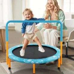 φ92 cm Kindertrampolin mit Griff Mini-Trampolin bis 150kg Belastbar Klappbares Trampolin