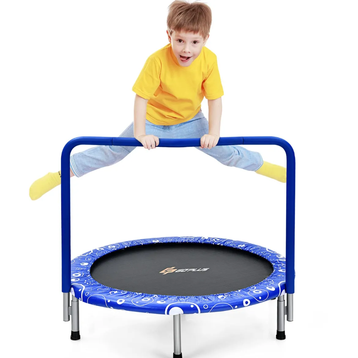 φ92 cm Kindertrampolin mit Griff Mini-Trampolin bis 150kg Belastbar Klappbares Trampolin