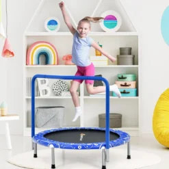 φ92 cm Kindertrampolin mit Griff Mini-Trampolin bis 150kg Belastbar Klappbares Trampolin