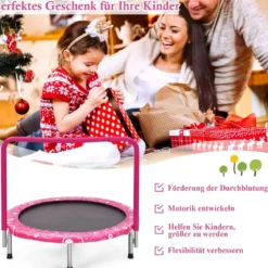 φ92 cm Kindertrampolin mit Griff Mini-Trampolin bis 150kg Belastbar Klappbares Trampolin