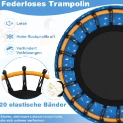 φ71cm Kinder Trampolin mit Griff & Randabdeckung Mini-Trampolin mit Astronauten-Motiv Kindertrampolin