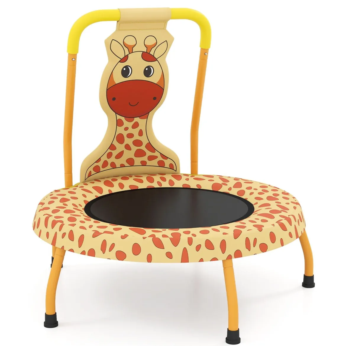 φ71cm Kinder Trampolin mit Griff & Randabdeckung Mini-Trampolin mit Giraffe-Motiv Kindertrampolin