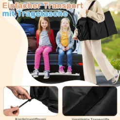 Ø90 cm Kindertrampolin mit LED Beleuchtung & Griff & Tragetasche Mini Trampolin Garten