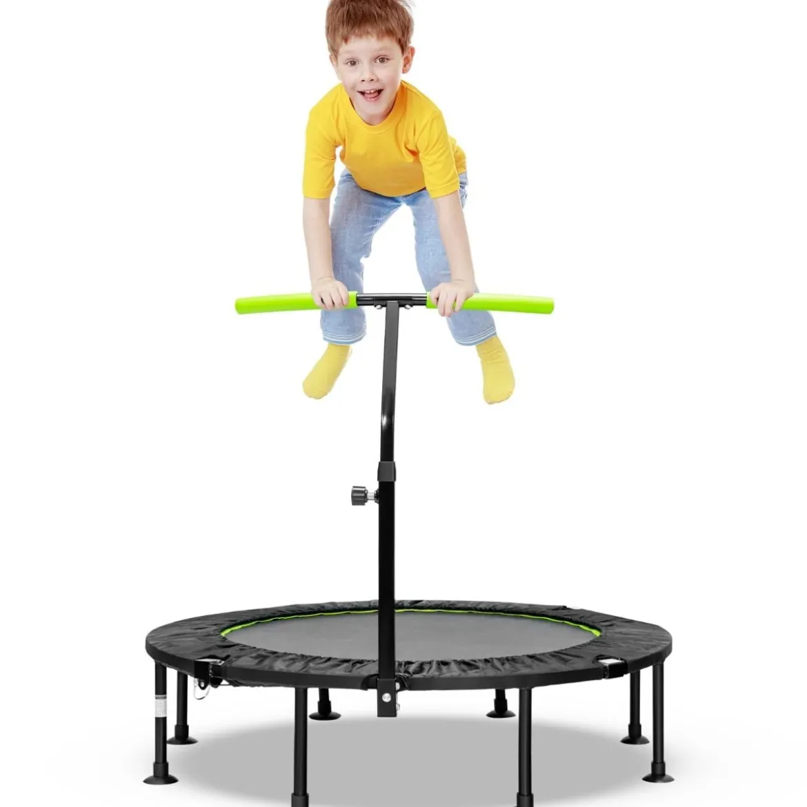 φ117cm Klappbares Mini Trampolin mit Höhenverstellbarem Griff Kindertrampolin