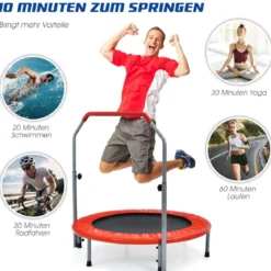 Ø101 cm klappbares Mini-Trampolin Fitness-Trampolin mit höhenverstellbarm Haltegriff