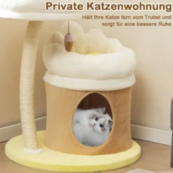 83cm klein Kratzbaum mit Katzenhöhle & Sisal-Kratzpfosten & Spielzeug & Kissen Katzenbaum