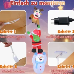 308 cm Klettternder Weihnachtsmann & Rentier & Schneemann Hängende Aufblasbare Weihnachtsdeko