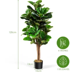 120 cm Künstlicher Feigenbaum Kunstpflanze Deko mit Blumentopf
