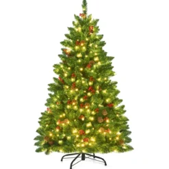 135cm Künstlicher Weihnachtsbaum mit 5 Farbwechseln Christbaum mit Metallständer grün