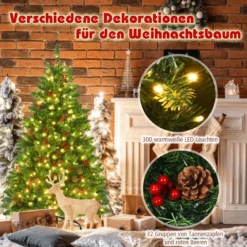 135cm Künstlicher Weihnachtsbaum mit 5 Farbwechseln Christbaum mit Metallständer grün