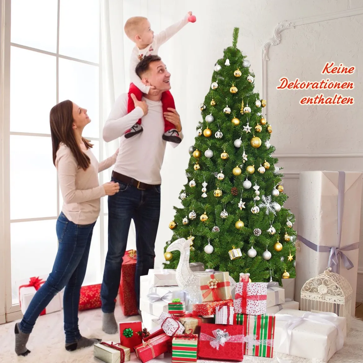 180cm Künstlicher Weihnachtsbaum Tannenbaum Christbaum mit 1.000 PVC-Tannennadeln Grün