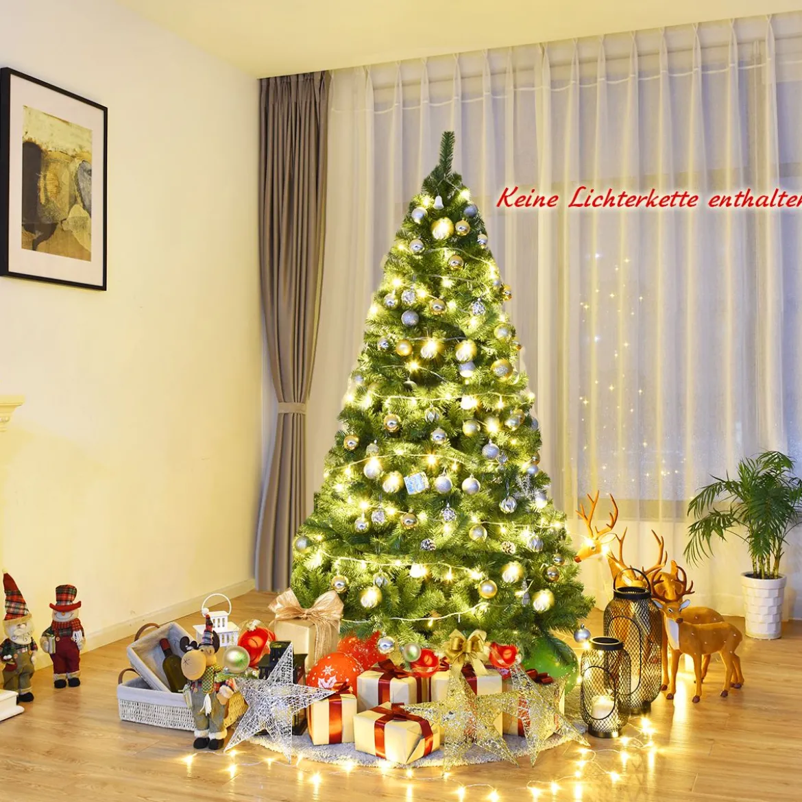 180cm Künstlicher Weihnachtsbaum Tannenbaum Christbaum mit 1.000 PVC-Tannennadeln Grün