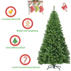 180cm Künstlicher Weihnachtsbaum Tannenbaum Christbaum mit 1.000 PVC-Tannennadeln Grün