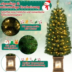 120 cm Künstlicher Weihnachtsbaum im Topf mit Beleuchtung & Timer Tannenbaum Topfbaum