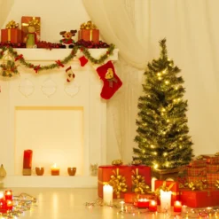 120 cm Künstlicher Weihnachtsbaum im Topf mit Beleuchtung & Timer Tannenbaum Topfbaum