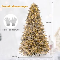 240 cm Künstlicher Weihnachtsbaum mit Beleuchtung & Schnee Tannenbaum Christbaum Kunstbaum