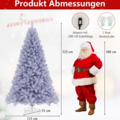 225 cm Künstlicher Weihnachtsbaum mit Beleuchtung Tannenbaum mit warmweißen LED-Lichtern Violett