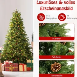 180 cm Künstlicher Weihnachtsbaum mit Beleuchtung & 3 Lichtmodi & Timer Tannenbaum
