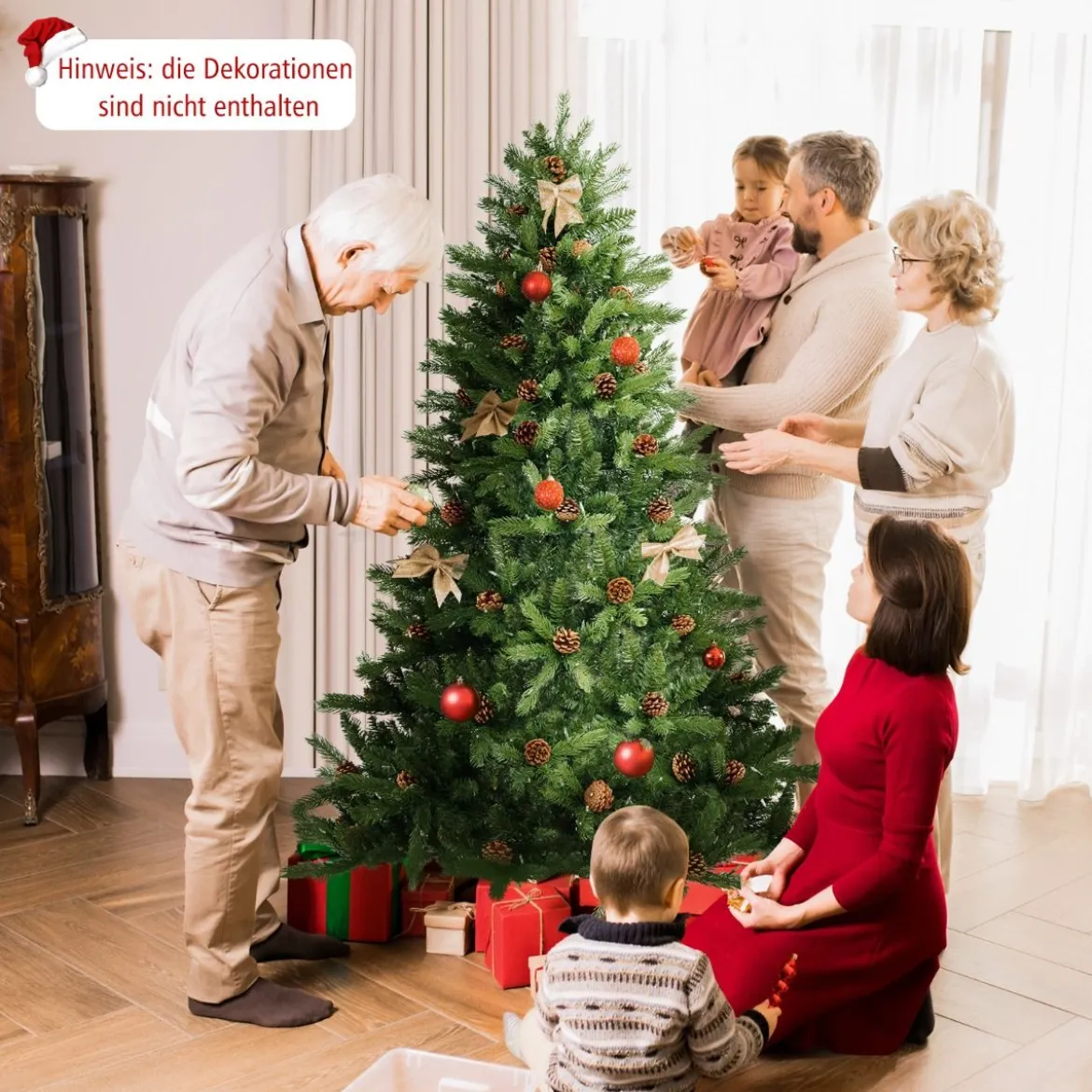 180 cm Künstlicher Weihnachtsbaum mit Beleuchtung & 3 Lichtmodi & Timer Tannenbaum
