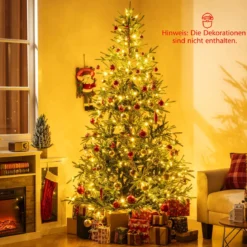 210 cm Künstlicher Weihnachtsbaum mit 250 Mehrfarbigen LED-Lichtern Christbaum Kunstbaum