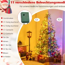 210 cm Künstlicher Weihnachtsbaum mit 250 Mehrfarbigen LED-Lichtern Christbaum Kunstbaum