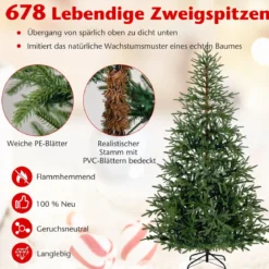 210 cm Künstlicher Weihnachtsbaum mit 250 Mehrfarbigen LED-Lichtern Christbaum Kunstbaum