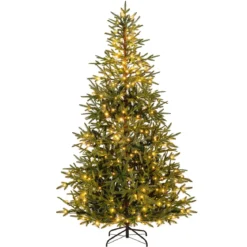 210 cm Künstlicher Weihnachtsbaum mit 250 Mehrfarbigen LED-Lichtern Christbaum Kunstbaum