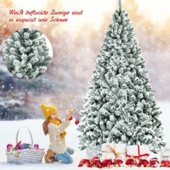 225cm Künstlicher Weihnachtsbaum Schnee Tannenbaum Metallständer Christbaum
