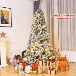 225cm Künstlicher Weihnachtsbaum Schnee Tannenbaum Metallständer Christbaum