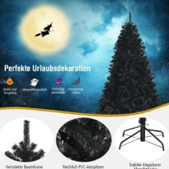 180 cm künstlicher Weihnachtsbaum Christbaum Tannenbaum für Zuhause Schwarz