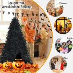 180 cm künstlicher Weihnachtsbaum Christbaum Tannenbaum für Zuhause Schwarz