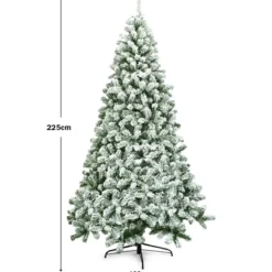 225 cm Künstlicher Weihnachtsbaum Schneebedeckter Klappkieferbaum mit Metallständer