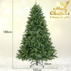 180 cm Künstlicher Weihnachtsbaum mit LEDs in Mehrfarbig & Warmweiß & 11 Lichtmodi