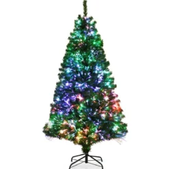 180 cm Künstlicher Weihnachtsbaum mit Glasfaseroptik Festtagsbaum mit Metallständer Grün