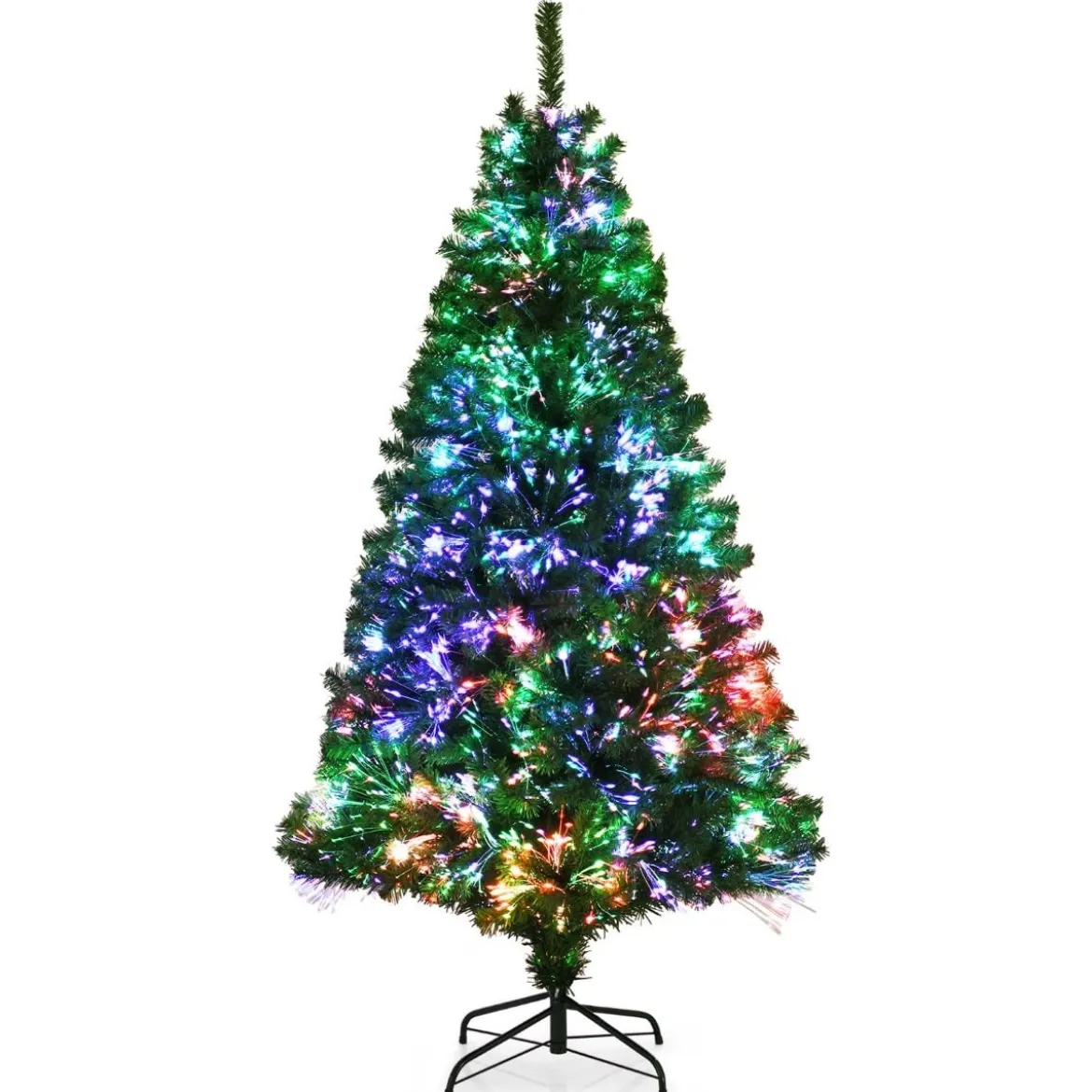 180 cm Künstlicher Weihnachtsbaum mit Glasfaseroptik Festtagsbaum mit Metallständer Grün
