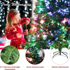 180 cm Künstlicher Weihnachtsbaum mit Glasfaseroptik Festtagsbaum mit Metallständer Grün