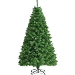 180 cm Künstlicher Weihnachtsbaum mit Glasfaseroptik Festtagsbaum mit Metallständer Grün