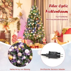 180 cm Künstlicher Weihnachtsbaum mit Glasfaseroptik Festtagsbaum mit Metallständer Grün