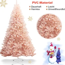 210 cm Künstlicher Weihnachtsbaum Premium-PVC-Nadeln mit stabilem Metallständer Rosa
