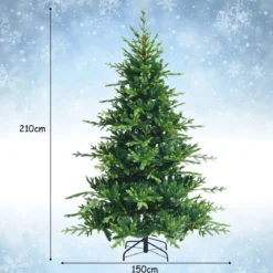 210 cm Künstlicher Weihnachtsbaum Tannenbaum mit Metallständer Kunstbaum Weihnachten Grün