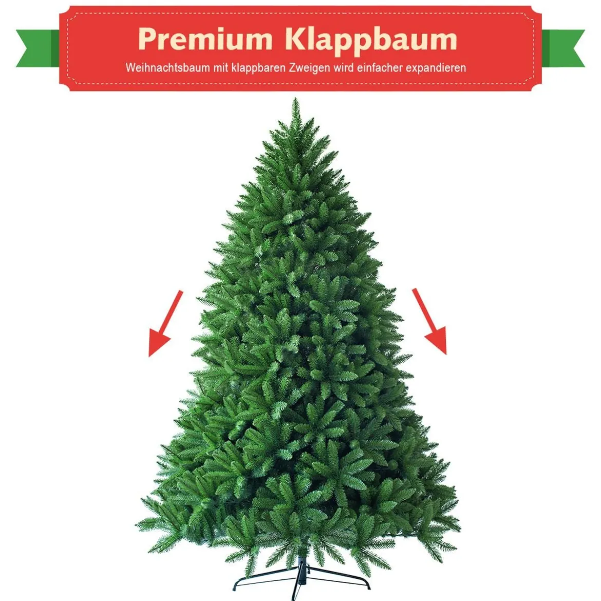 180 cm Künstlicher Weihnachtsbaum Christbaum PVC Nadeln Kunstbaum Grün